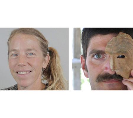 headshot portraits of Studio Associate Professor Kristin Lucas and Art History Professor Nassos Papalexandrou