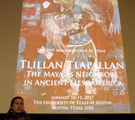 image of aztec artifact on presentation screen