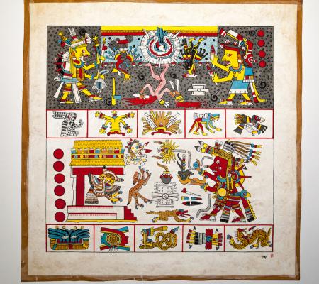 aztec plate from folio with intricate symbols