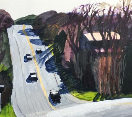painting of road in rolling hills of Austin