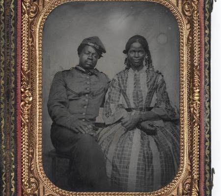 tintype photo of a black married couple