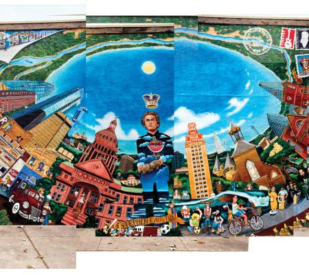 panorama of SFA mural on the drag