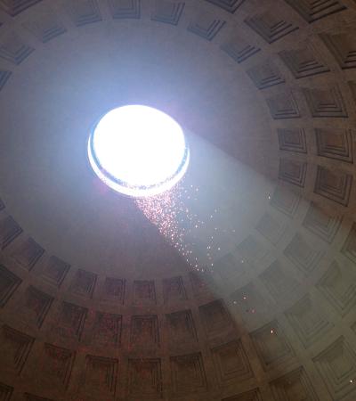view of shining through oculus of Pantheon in Rome