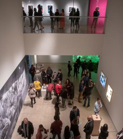 overhead view of gallery during reception