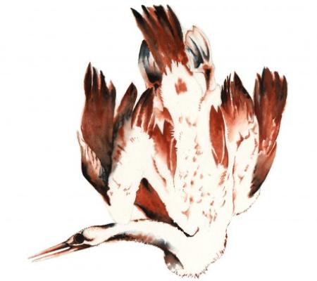 painting of a bird cast down 