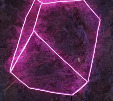 3D printed neon pink sculpture cubelike