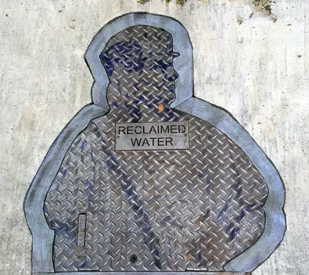 sewer grate in the shape of man christopher columbus