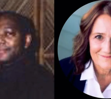 two headshot portraits side by side of Christopher Adejump and Terese Giobbia