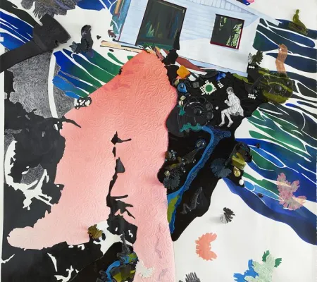 Multi-media artist and studio art professor Nicole Awai's work Reflection Pool being presented at Lesley Heller Gallery in New York. 