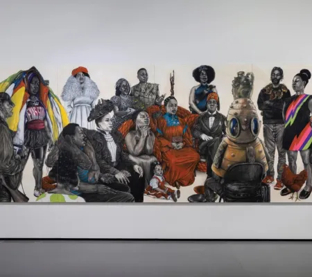 painting of many people by Robert Pruitt