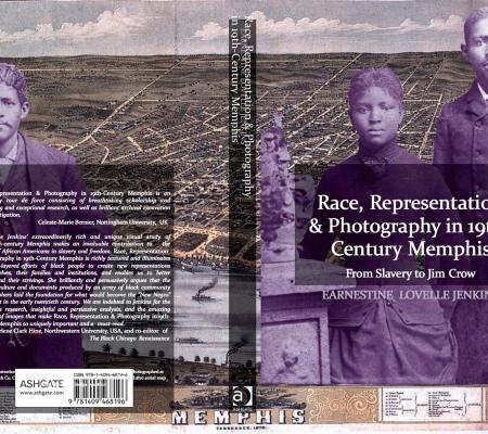 book jacket image of a purple background and tintype photographs superimposed