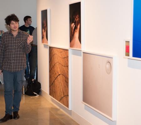 MFA candidate presenting work during gallery talk