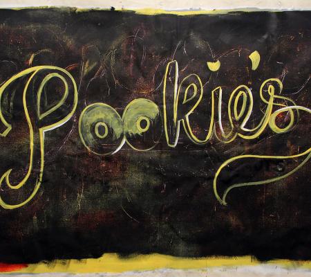painting on canvas of the word Pookies
