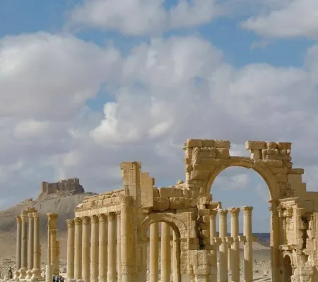 vertical image of a ruin