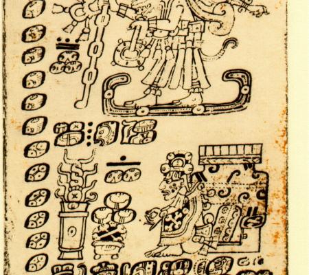 ancient codex with glyphs 