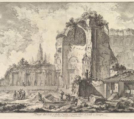 black and white print of the temple of Venus and Roma by Giovanni Battista Piranesi Art History lecture UT Austin