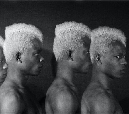 Rotimi Fani-Kayode black and white photograph titled Four Twins of four Black men in various profile orientations