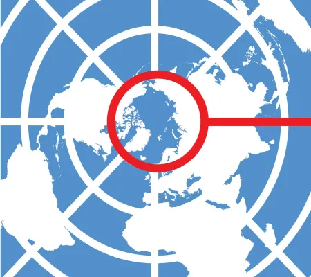 image of map with red circle around body of water