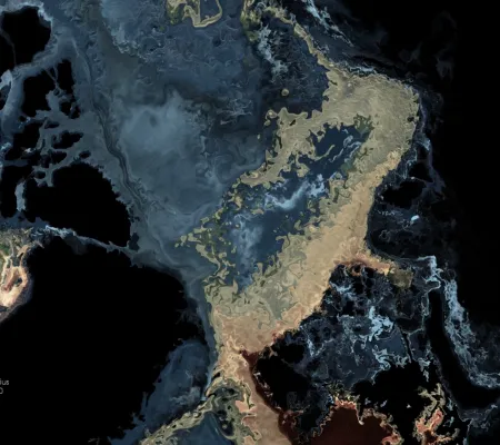 bird's eye view of data visualization of Arctic Ocean