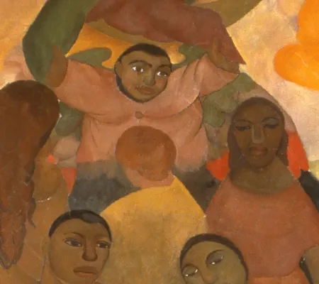 Painting by Fermín Revueltas depicting an allegory of the virgin of guadalupe with Afro-Mexicans 