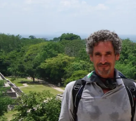 man with curly hair portrait