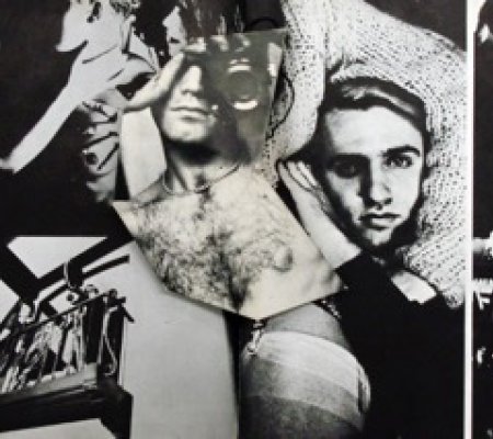 collaged photographs of bodies and faces by Andy Warhol from archives