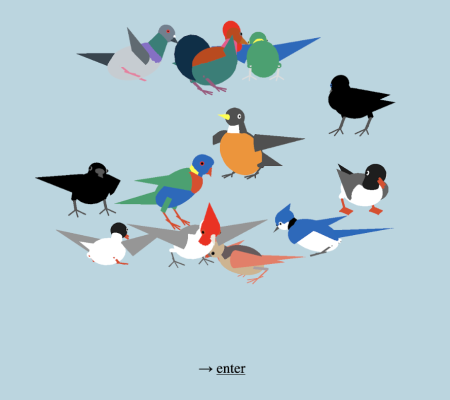 landing page featuring a group of digital birds