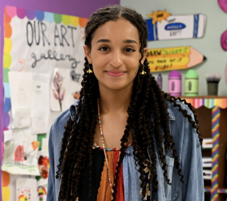 image of Haley Kim in her art classroom