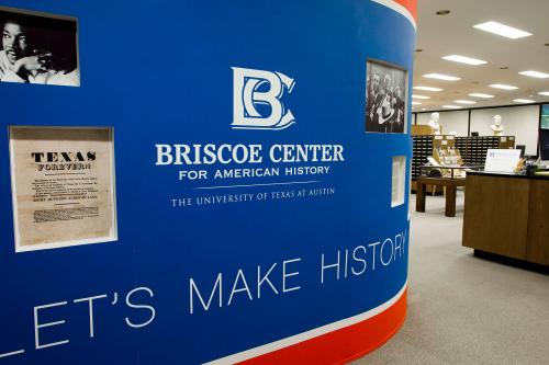 view of entry wall at Briscoe Center
