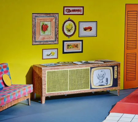image of the inside of a living room in a Barbie dreamhouse
