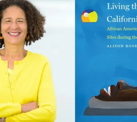 headshot and cover of book
