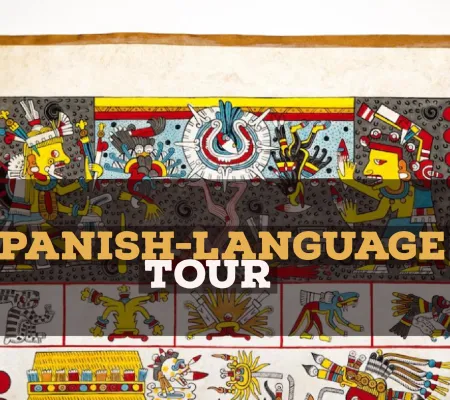 codex plate with overlaid text that says spanish only tour