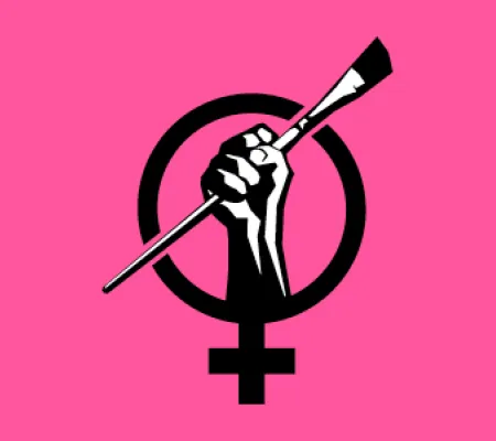 graphic of hand holding paint brush and female zodiac sign
