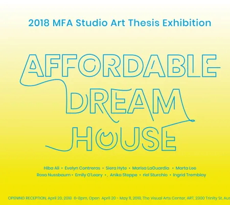gradient background in a dreamy bright yellow to white with blue typographic of words affordable dream house