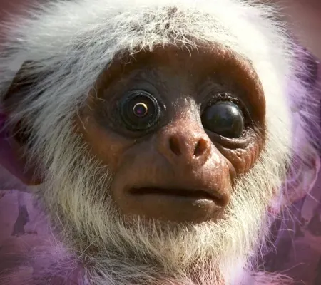 fill still showing primate with artificial eye