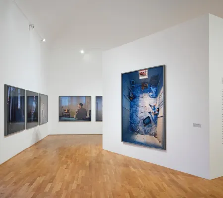 installation view of photos in a gallery