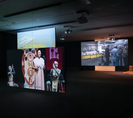 installation image of a 3 channel video