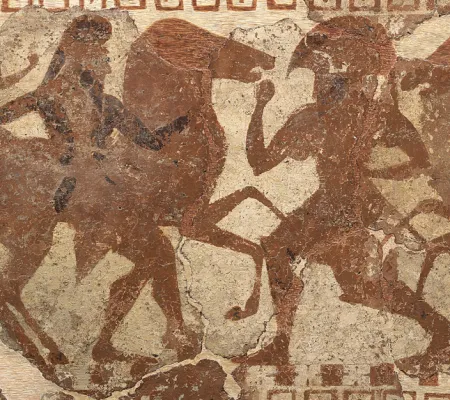 Detail of the Princeton sarcophagus showing Persian horse handlers