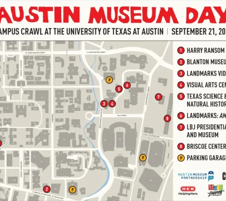 drawn map of Austin museum day