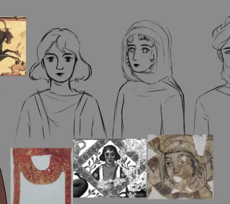 working sketches of a drawing from The White Banner