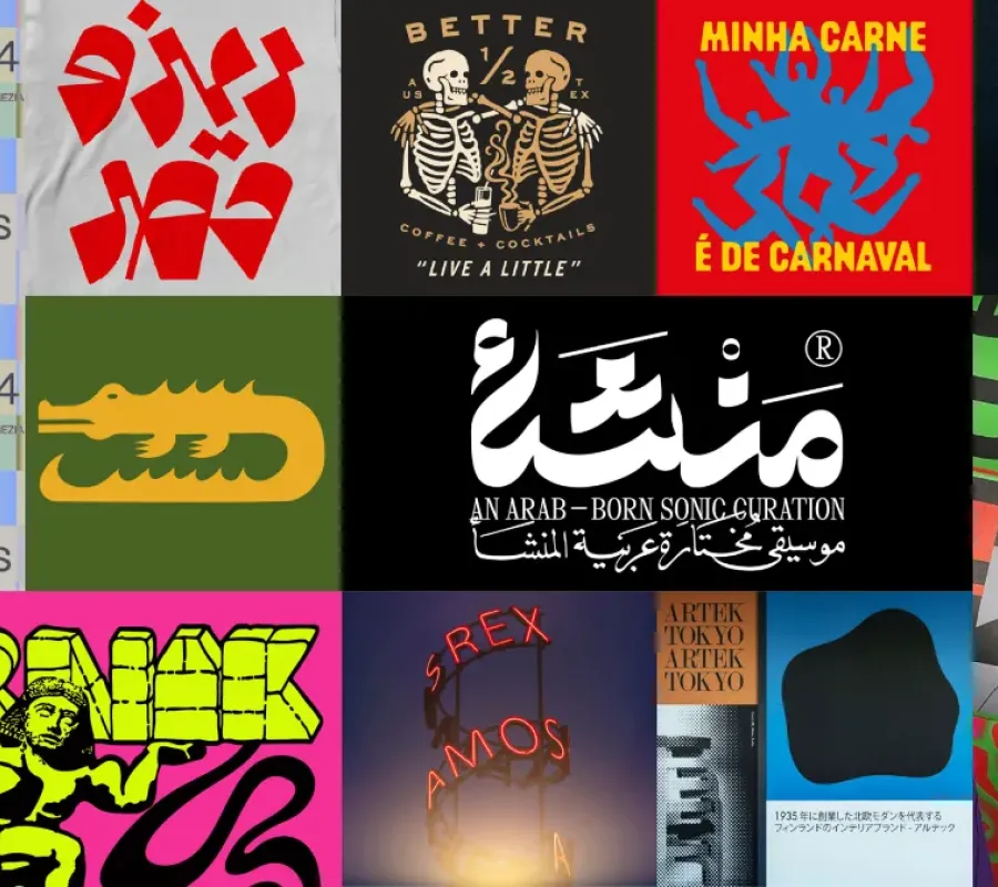 montage of cropped details from various graphic design projects