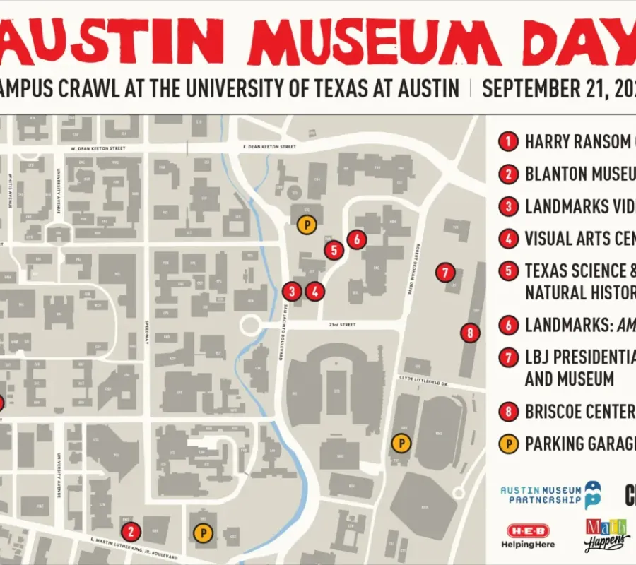 drawn map of Austin museum day