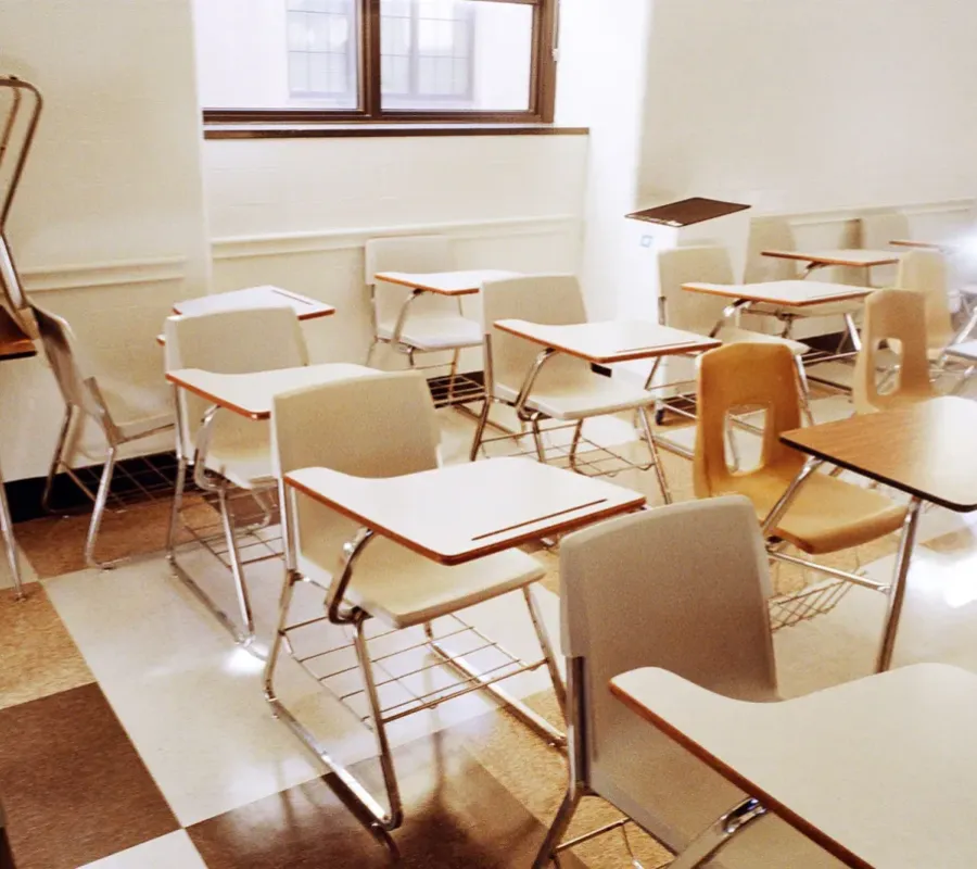 desks in classroom