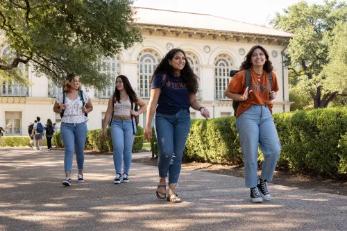 students walking on campus