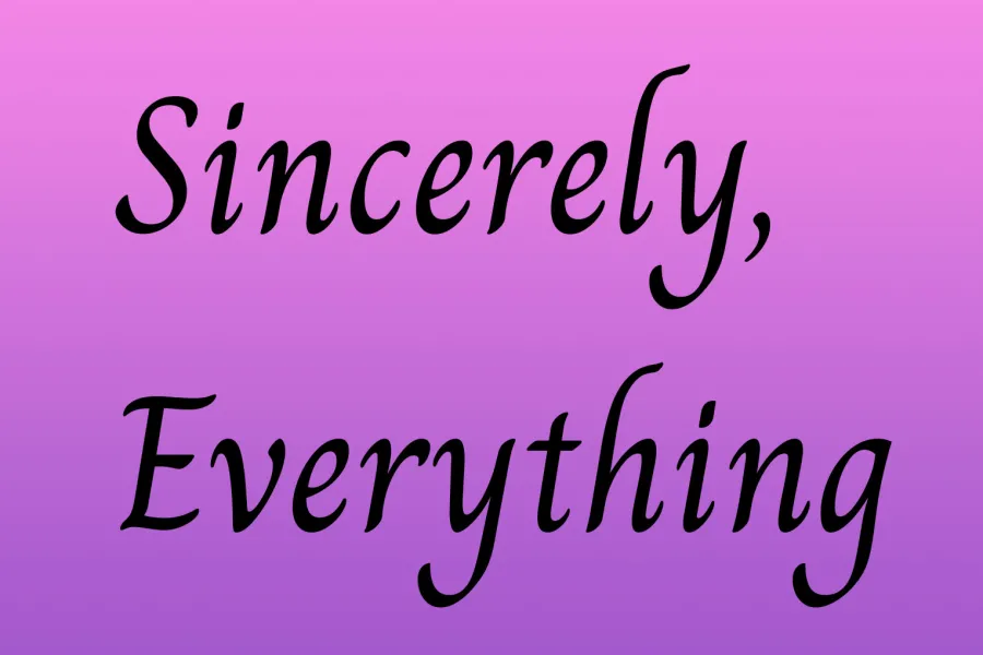 Sincerely, Everything on pink background