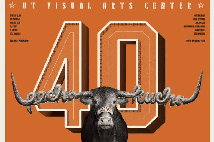 poster of a longhorn's horns spelling out pecha kucha